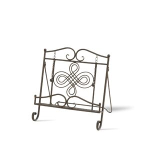 Swirl Design Metal Cookbook Stand - Brown