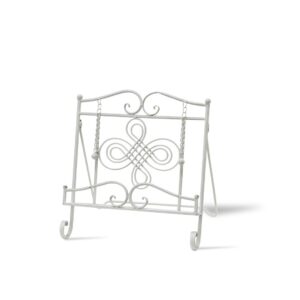 Swirl Design Metal Cookbook Stand - White